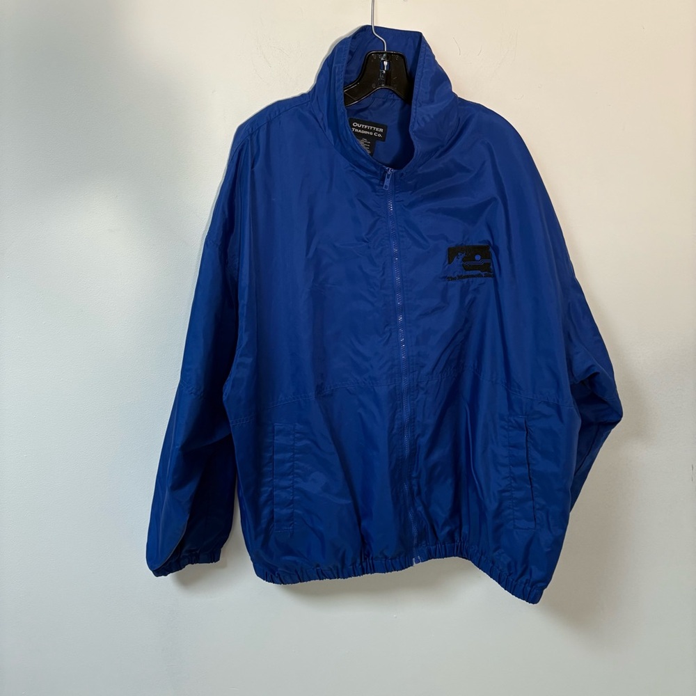 Outfitters Trading Co Mens Windbreaker Jacket Blue Nylon Full Zip Pockets 2XL